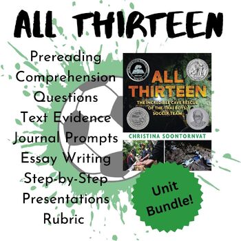 Preview of All Thirteen Using Text Evidence, Comprehension Qs, Essay Writing Bundle, SOL