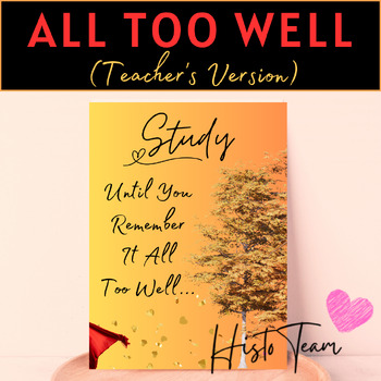 Preview of All Too Well Teacher's Version Classroom Poster Study Decor