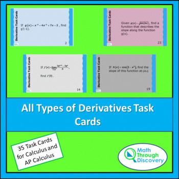 Preview of Calculus - All Types of Derivatives Task Cards