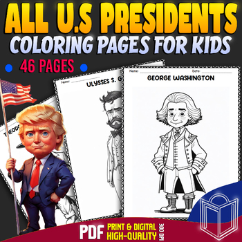 Preview of All U.S Presidents Coloring Pages For Kids, WorkSheets , Activities