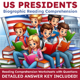 All US Presidents - Biographic Reading Comprehension & Que