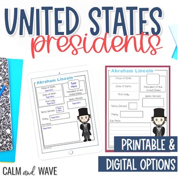 Preview of All United States President Printable Facts Worksheet with Digital Option