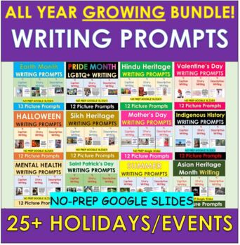 Preview of All Year HOLIDAY Picture Writing Prompts BUNDLE | Distance Learning