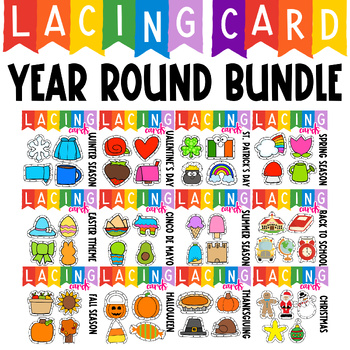 Preview of All Year Lacing Cards For Kids Big Bundle (Preschool, Sped, Kindergarten, OT