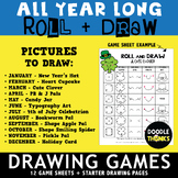 All Year Long 12 Roll and Draw Game Sheets | NO PREP Drawi