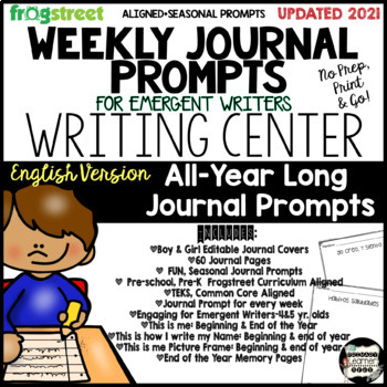 Preview of **UPDATED** All-Year Long Weekly Frog Street Journal Writing Prompts {English}