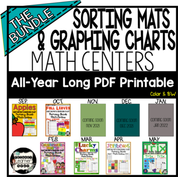 Preview of All Year Long Sorting Mats and Graphing Charts MATH CENTERS-Fine Motor
