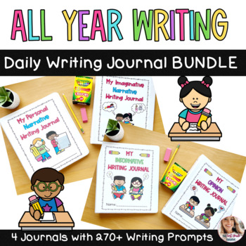 Preview of All Year Narrative Informative and Opinion Writing Daily Prompts Journal Bundle