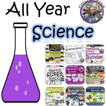 Preview of All Year Science Bundle (PowerPoints, Worksheets, Review, Games +More!)