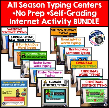 Preview of All Year Seasonal Typing Games or Centers BOOM CARDS BUNDLE