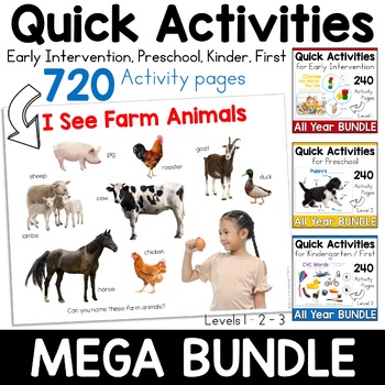 Preview of All Year Speech Therapy Activity Mini Lessons for EI, PreK, Kinder MEGA Bundle