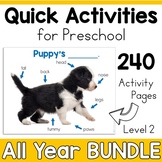 All Year Speech Therapy Mini Lesson Activities for Preschool and Families Bundle