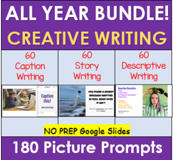 Preview of All Year Writing Prompts BUNDLE - 180 Fun Picture Prompts | Distance Learning