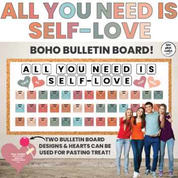 Preview of All You Need Is Love | Hearts | Bulletin Board | BOHO | Self Love | Valentine's