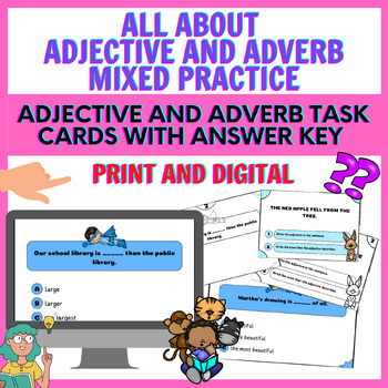 Preview of All about Adjective and Adverb Task Cards - Mixed Practice