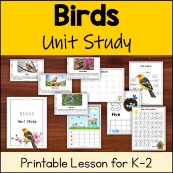 Preview of All about Birds Unit, Backyard Birds Lesson Plan for PreK, Kindergarten