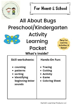 Preview of All about Bugs Preschool/Kindergarten Activity Packet