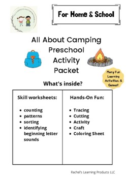 Preview of All about Camping Preschool Activity Packet