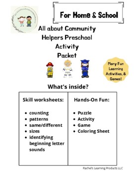 Preview of All about Community Helpers Preschool/Kindergarten Activity Packet