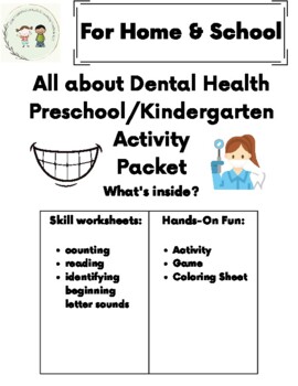 Preview of All about Dental Health Preschool/Kindergarten Activity Packet