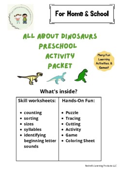 Preview of All about Dinosaurs Preschool Activity Packet