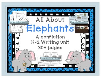 Preview of All about Elephants Writing-Nonfiction Writing for lower elementary