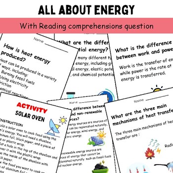 Preview of All about Energy | Forms of Energy Worksheets