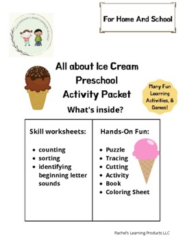 Preview of All about Ice Cream Preschool Activity Packet