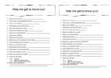All about Me- Get to know your students questionnaire