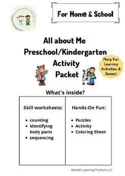 Preview of All about Me Preschool/Kindergarten Activity Packet