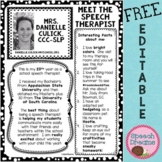 All about Me the SLP FREE EDITABLE letter for parents