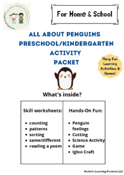 Preview of All about Penguins Preschool/Kindergarten Activity Packet