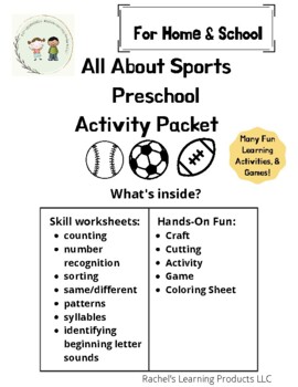 Preview of All about Sports Preschool Activity Packet