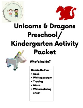Preview of All about Unicorns & Dragons Preschool/Kindergarten Activity Packet