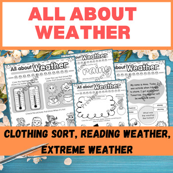 Preview of All about Weather & Season activities worksheet / Clothing sort, extreme weather