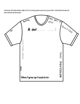 Preview of All about You T-shirt worksheet