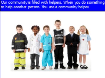 Preview of All about community helpers including doctors and firefighters