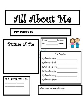 Beginning of the year All about me worksheet! by TheTools4Teachers