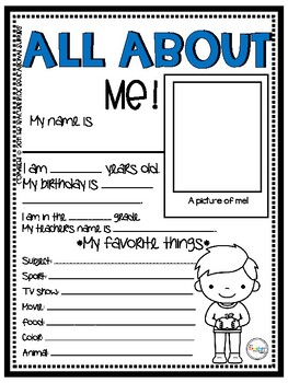 All about me by The Teacher Blog Educational Supplies | TPT