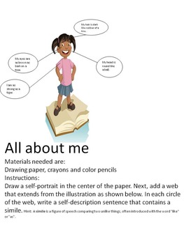 Preview of All about me! Simile Activity