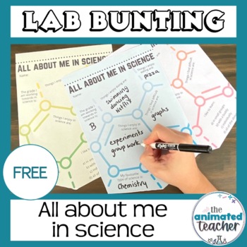 Preview of All about me in science bunting for back to school FREE