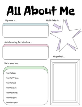 All about me page. by SweetAsCanTeach | Teachers Pay Teachers