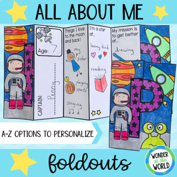 Preview of All about me foldable activity for back to school outer space theme first week