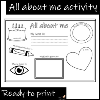 All about me start of year introduction template colouring | TpT