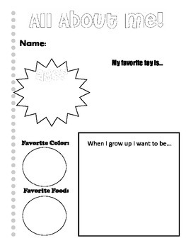 Preview of All about me worksheet