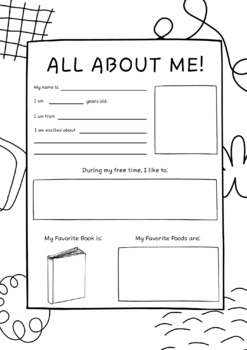 Preview of All about me worksheet