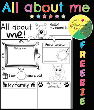 All about me worksheet (back to school activity) by Unstoppable Learning