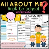 All about me worksheets Back to school