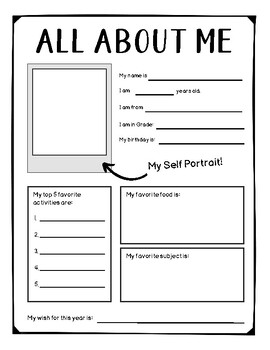 All about me writing prompt back to school by Elementary Art Fun