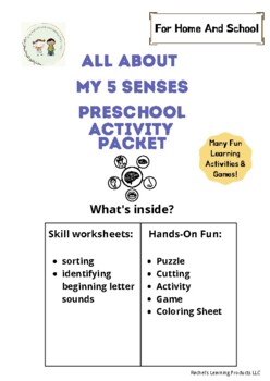 Preview of All about my 5 Senses Preschool Activity Packet